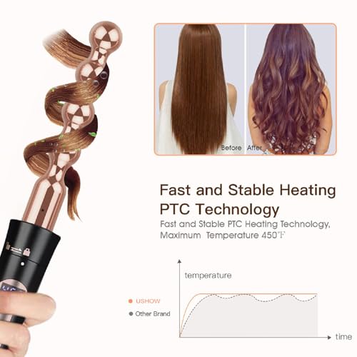 Image of 5 in 1 Curling Iron Set, 24K Rose Gold Hair Curlers with Interchangeable Ceramic Barrels, Hair Crimper, Wand Curling Iron & Waver for Long & Short, Fast Heat & Protective Gloves