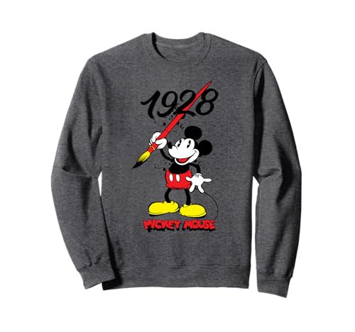 Sweat Mickey Mouse Disney 90th Painting col rond vintage confortable pour adulte