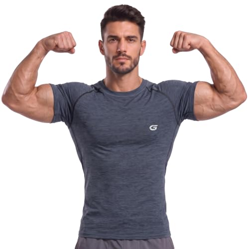 Image of GYMIFIC Men's Compression T-Shirt | Half Sleeve Gym Workout T Shirt for man | Round Neck Quick Dry Stretch Athletic Sports Tee