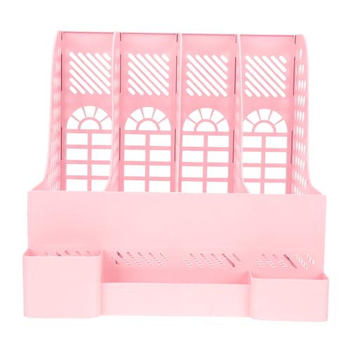 Boîte archive rose en plastique à compartiments pour dossiers