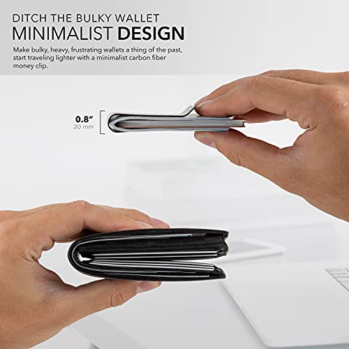 SERMAN BRANDS Carbon Fiber Money Clip for Men – Slim RFID Money Clip Wallet, Minimalist Front Pocket EDC Wallet Cash Holder & Credit Card Holder -100% Real Carbon Fiber Wallet3