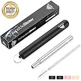 Reusable Straws Metal Collapsible Straw - Stainless Steel Straws Drinking Travel Straw, Foldable Reuseble Reuseable Portable Colapsable, Collapsable Pack With Case and Cleaning Brush - Perfect Silver
