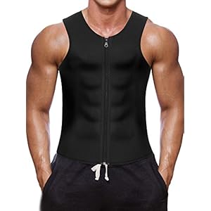 Wonderience Men Waist Trainer Vest Hot Neoprene Sauna Suit Corset Body Shaper Zipper Tank Top Workout Shirt(Black, Small)