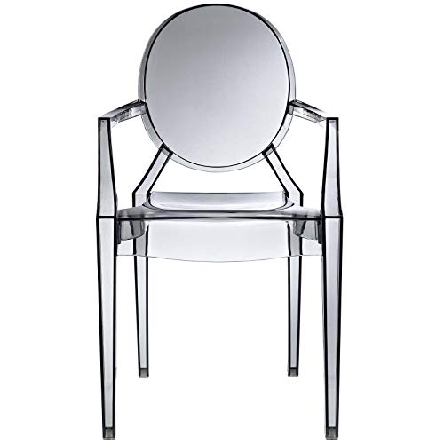 Modway Casper Modern Acrylic Stacking Kitchen And Dining Room Arm Chair In Smoke - Fully Assembled #TOP6