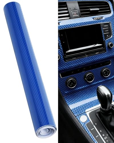 TPZORJX 1 rollo de lámina de carbono 7D, lámina para automóviles 150 x 30 cm, lámina autoadhesiva de vinilo para automóviles, lámina protectora de carbono para automóviles, lámina de fibra，Bleu