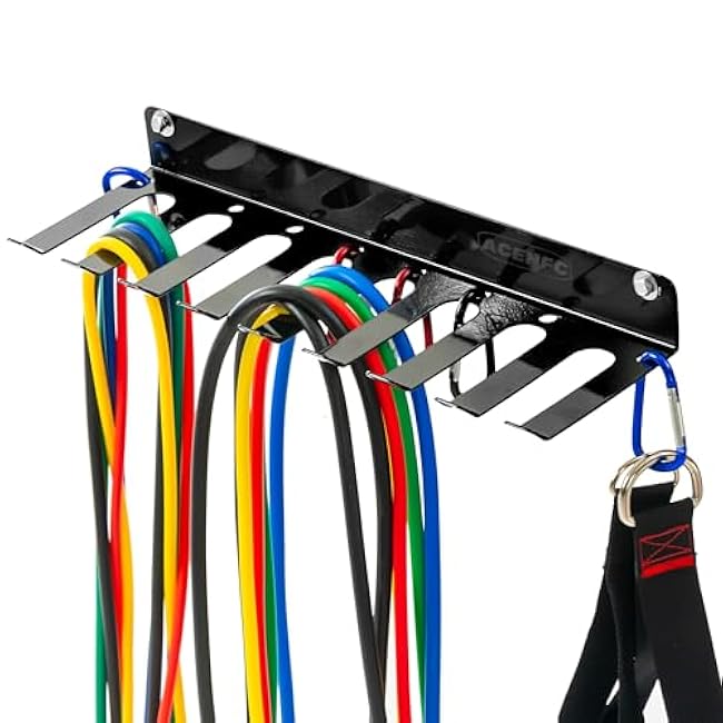 Wall-Mounted Gym Organizer, Barbell Holder Wall Mount, Resistance Band Storage Rack, Home Gym Accessories Holder