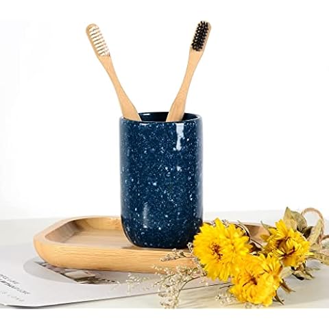 BosilunLife Toothbrush cup, bathroom cup, cylindrical bathroom cup, made from environmentally friendly light materials, smooth, robust and easy to clean, 7 x 7 x 10.8, star blue Cover