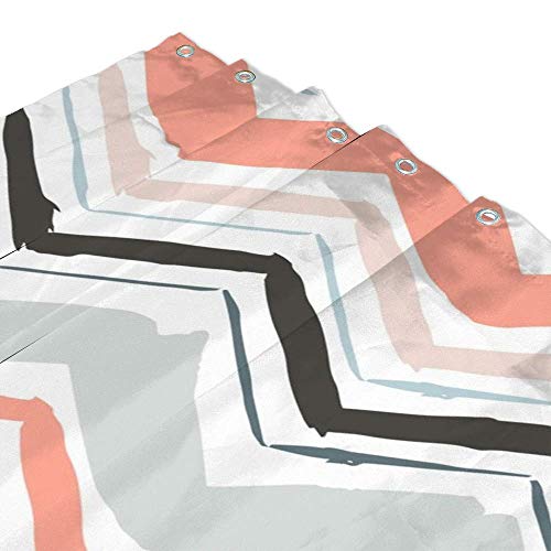 Rideau de douche zigzag coloré en polyester imperméable 152x182 cm avec crochets - 4
