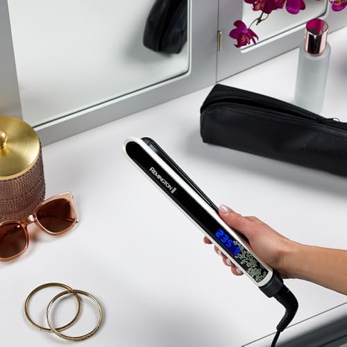 Bild 2 - Remington Glätteisen [Testsieger] Pearl (hochwertige Keramikbeschichtung mit echten Perlen für eine gleichmäßige Wärmeverteilung) LCD-Display, 150-235°C, inkl. Aufbewahrungstasche, Haarglätter S9501