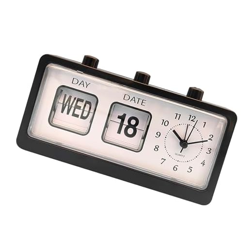Classical Retro Mechanical Alarm Clock with Manual Calendar Date Day Time Display for Living Room or Office