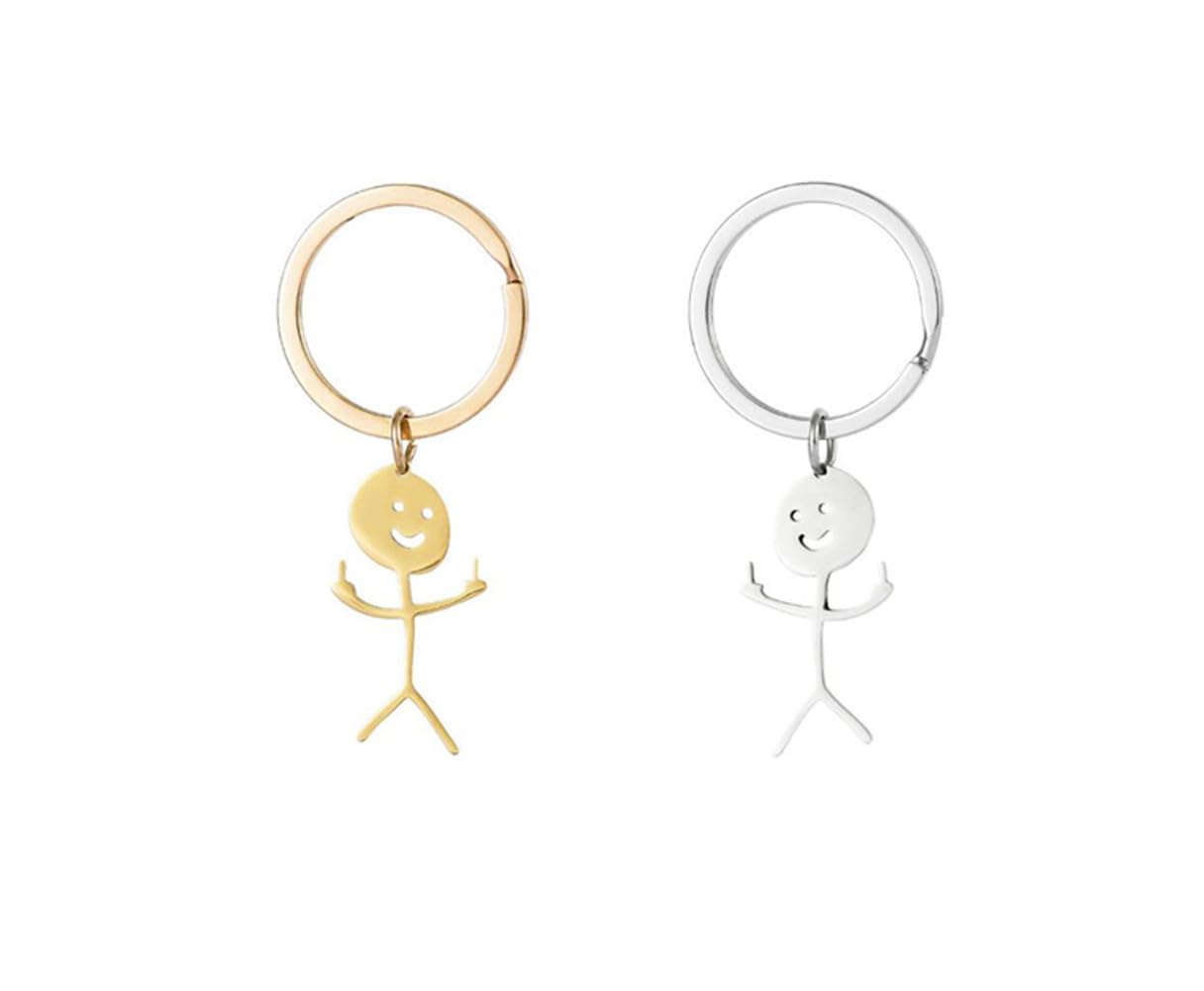 shilipu 2pcs Middle Finger Keychain Middle Finger Pendant Keyring Friendship Gifts Funny Novelty Keyrings Friendship Couples Gift