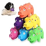 LLSPET 6 Pack Squeaky Pig Dog Toys, 4 in Latex Dog Toy Pigs, Multicolor Mini Dotted Piglets Chew Toys for Small Medium Dogs