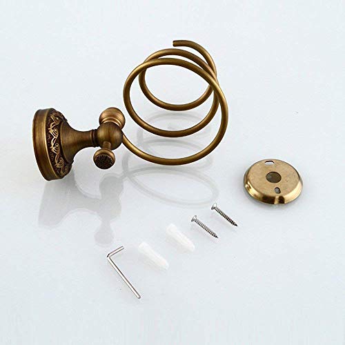 Support sèche-cheveux mural en spirale bronze rétro rangement maison