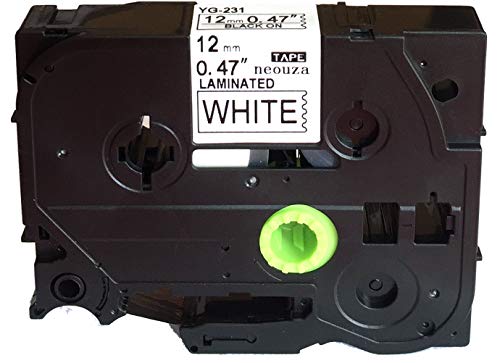 NEOUZA 1PK Black on White Label Tape Compatible for Brother TZ TZe 231 TZ-231 TZe-231 P-Touch 12mm x 8m Black on White