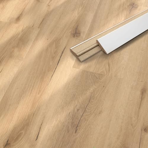 LaminatDEPOT Premium Klick-Vinylboden 2 24 m inkl. Fußleisten Trittschalldämmung integriert Stärke 5 mm hochwertige Holzoptik Eiche wasserfest Fußbodenheizung PVC-Bodenbelag Vancouver Creme