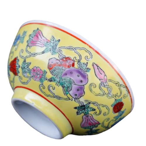 �{�E���A Ceramic Bowl,Chinese Ancient Palace Style Porcelain Rice,11.5cm 4.5in Goods Hand-Painted Pastel Melon Butterfly Household T