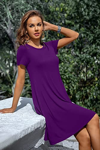 DUSDIMON Women's Summer Casual Tshirt Dresses Short Sleeve Cover ups Beach Loose Dress4