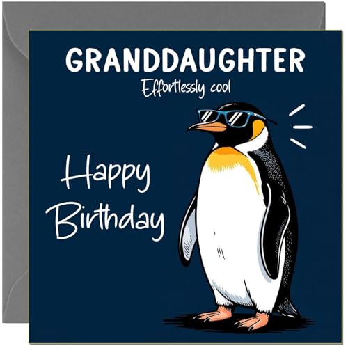 Funny Birthday Card for Granddaughter Cool Penguin Effortlessly Cool Hilarious Birthday Card from Nanny Granddad - Gift for Her
