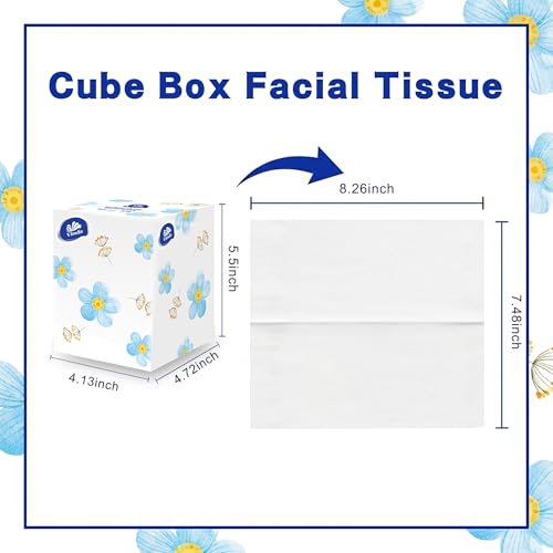Image of Vinda Ultra Care 3-Ply Facial Tissues, Large 8.26 inch x 7.48 inch Sheets, 82 Tissues per Cube, 8 Cube Boxes (656 Tissues Total), Soft & Strong for Home, Office, and Car