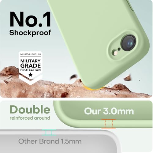 Image of LOVE 3000 Designed for iPhone 16e /17e Case, Premium Silicone with [Soft Anti-Scratch Microfiber Lining] Shockproof Protective Phone Case for Men Women Girls 6.1 inch, Matcha