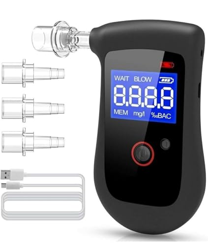 Image of Portable Alcohol Tester Breath Analyzer- Digital LCD Display, High Accuracy, Fast Results, Easy-to-Use, with 6 Mouthpieces - Ideal for Personal & Professional Use (Model:- S60)