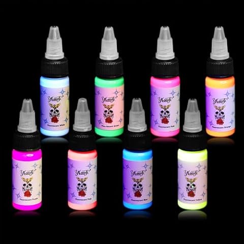 Tattoo Ink Set - Tattoo Inks Pigment Kit, 8 Color 1/2oz 15ml/Bottle Professional Tattoo Fluorescent Ink & Tattoo Equipment for Halloween Supplies (1/2 oz(15ml), 8Color) Cover