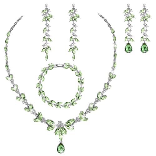 Wedding Jewelry Set for Women Bridal Bridesmaid Accessories Necklace Bracelet Earrings for Party - Main Image