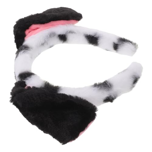 Hohopeti Diadema Animal de Peluche Orejas de Perro Dálmata Negras Dobles, Accesorio Ligero y Cómodo para Fiestas, Cosplay y Disfraces, Diadema de Fiesta para Adultos