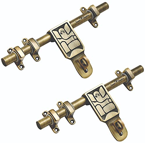 Image of Smart Shophar Brass Keez Ganesha Aldrop 10 Inches Antique, Pack of 2 / Fancy Aldrop for Door Fittings /Single & Double Door Kit /Aldrop Lock Set, Door Latch, Door Accessories