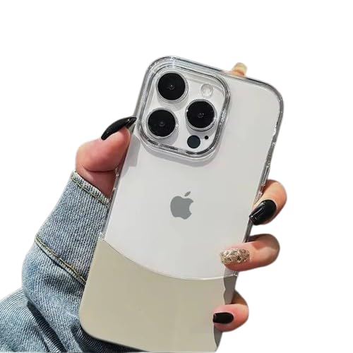 Image of MILLION CASES Back Cover Case for iPhone 15 Pro Shockproof Protective Crystal Splicing Contrast Transparent Case for Men & Boys(Natural Titanium)