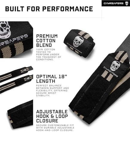 Image of Gymreapers Weightlifting Wrist Wraps (IPF Approved) Professional Quality Wrist Support with Heavy Duty Thumb Loop - Best Wrap for Powerlifting Competition, Strength Training, Bodybuilding