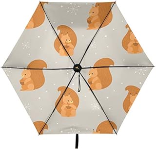 Winter Snow Squirrel Parasol Compact Rain Umbrella Rain&Wind Nano Grade Vinyl Coating Repellent