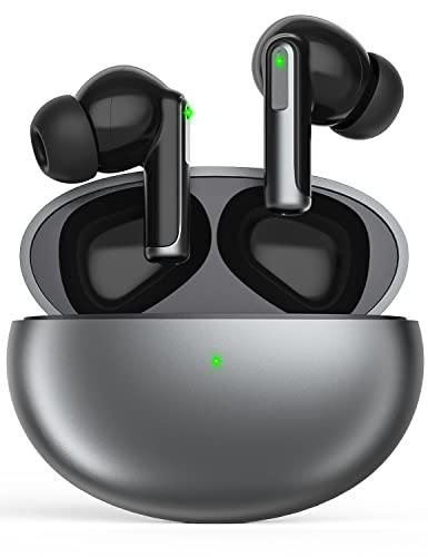 Kabellose Kopfhörer, Bluetooth Kopfhörer In Ear mit Mikrofon, 3D Stereo Sound Wireless Ohrhörer mit ENC Geräuschunterdrückung, Bluetooth 5.3 Earbuds, 30Std, IPX5 Wasserdicht Sport Kopfhörer, Silber Cover