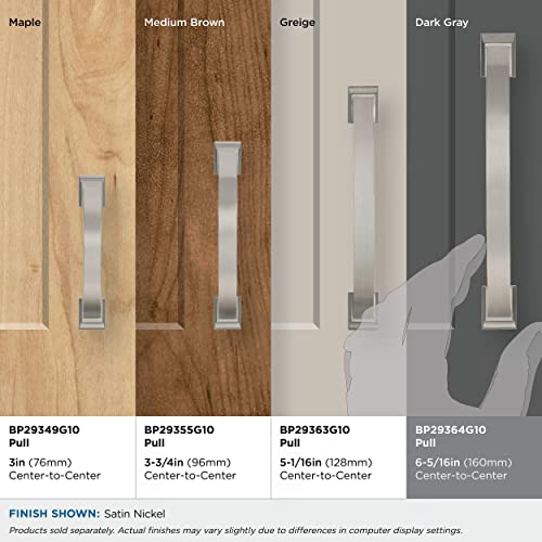 Image of Amerock | Cabinet Pull | Satin Nickel | 6-5 /16 inch (160 mm) Center to Center | Candler | 1 Pack | Drawer Pull | Drawer Handle | Cabinet Hardware