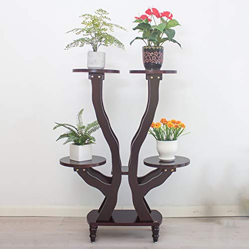 LRW Wooden Flower Rack, Indoor Balcony, Multi-storey Flower Rack, European Style Living Room, Chlorophytum, Green Flower, Flower Shelf, 4 Layers Of Symmetry.