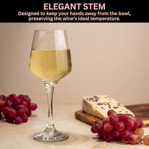 Homiu Large White Wine Glasses | Set of 6 | 330 ML | Crystal Wine Drinking Glass | Florence Collection | Party Wedding Gift Cocktail | Home Restaurants Kitchen Glassware | Dishwasher Safe - Image 5