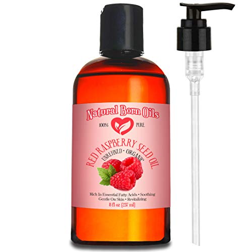 Natural Born Oils Red Raspberry Seed Oil. 8Oz. 100% Pure And Natural, Organic, Moisturizing Gentle Oil For Sensitive Skin #TOP1