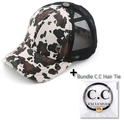 Image of C.C Exclusives Hatsandscarf Washed Distressed Cotton Denim Ponytail Hat Adjustable Baseball Cap (BT-13)