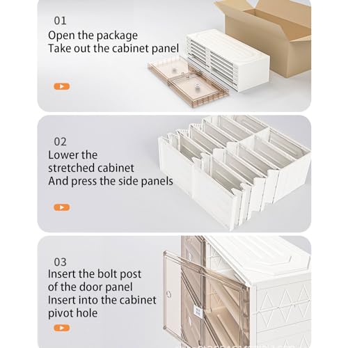 Meuble à chaussures pliable avec portes transparentes au format compact