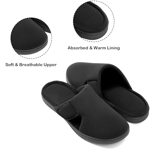 festooning Women's Slippers Soft Fuzzy Lined Memory Foam Adjustable Slip On Slides with Arch Support Comfy Warm Non-Slip Indoor House Slipper Shoes for Ladies3