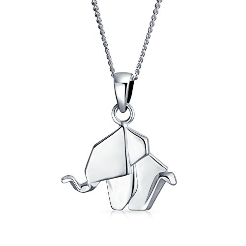 Collier éléphant origami en argent .925 au design géométrique 3D pour femme