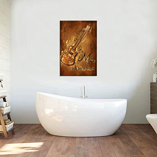 Biuteawal Guitar Wall Art Music Notes With Quote Canvas Posters Abstract Guitar Artwork Wall Decor For Living Room Bedroom Vintage Musical Pictures Gift For Music Lovers #TOP2