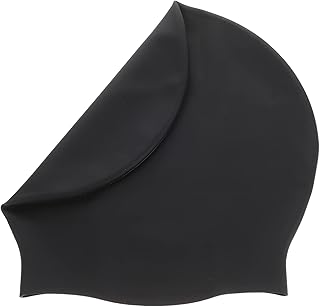 Healeved Toucas De Natação Chapéu De Natação De Silicone Grande Touca De Banho Para Adultos Elasticidade Chapéu De Natação Unissex Para Cabelos Curtos Médios Encaracolados Preto
