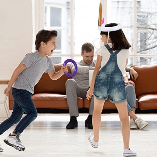 Inflatable Unicorn Ring Toss Game - Fowecelt Unicorn Party Games, Hoopla Games for Kids, Indoor Outdoor Garden Games, Unicorn Target Game with Throwing Rings for Birthday Themed Party