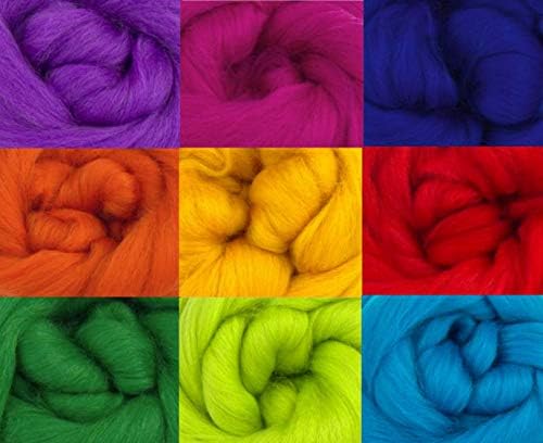 Molten Designs Merino Wool Tops - BRIGHT TONES - Pack of 9