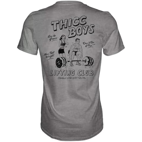 Combat Iron Thicc Boys Weightlifting Workout Club Men's Graphic Short Sleeve T-Shirt - Athletic Fit Tees Men (Gray, X-Large) Cover