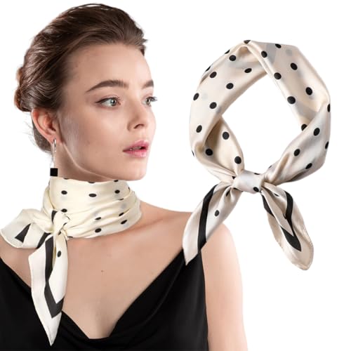 UEIOAVL Bufandas para mujer, 1 pañuelo cuello lunares cinta lunares blancos pañuelo cuadrado pequeño 70x70 cm pañuelo cuello