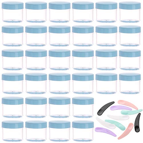 100 Packs Cosmetic Sample Containers with Lids 20 Gram and 10 Pcs Cosmetic Spatula Toiletry Bottles Little Jars for Traveling