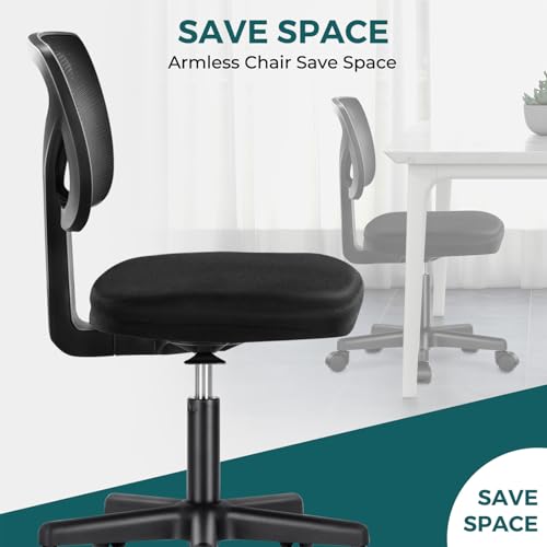 Image of DUMOS Armless Desk Chairs, Small Home Office Mesh Chairs