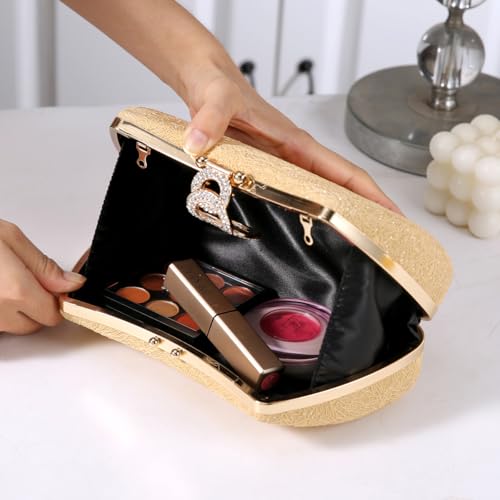 Dreubea Women's Fashion Evening Bag Rhinestone Decrated Clutch Handbag with Chain3